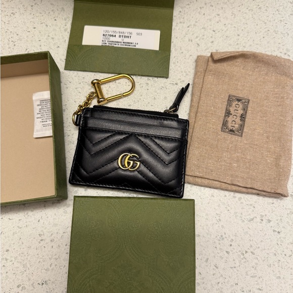 Gucci GG MARMONT KEYCHAIN WALLET, Black, Authentic - Picture 8 of 10
